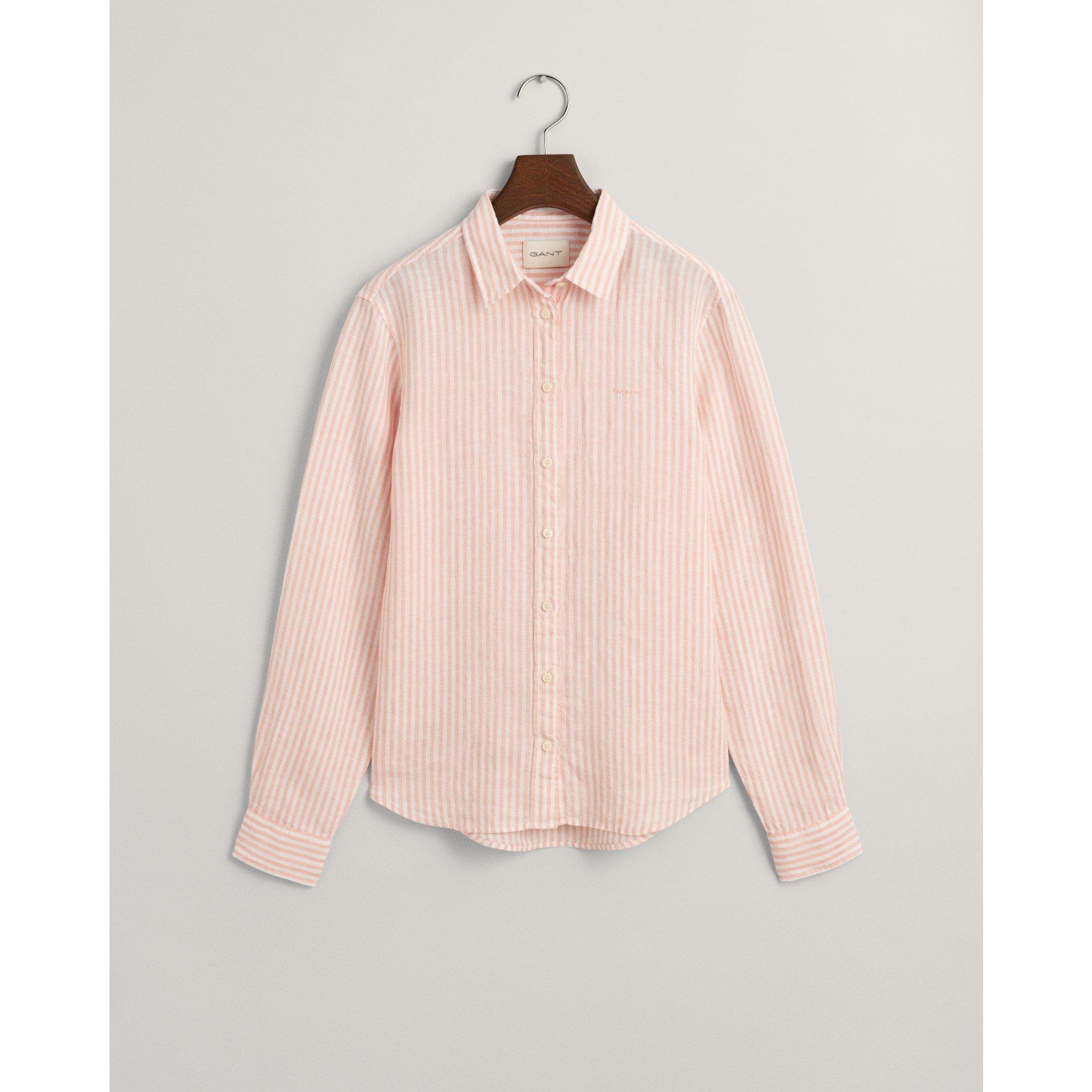 Gant REG LINEN STRIPE SHIRT PEACHY PINK