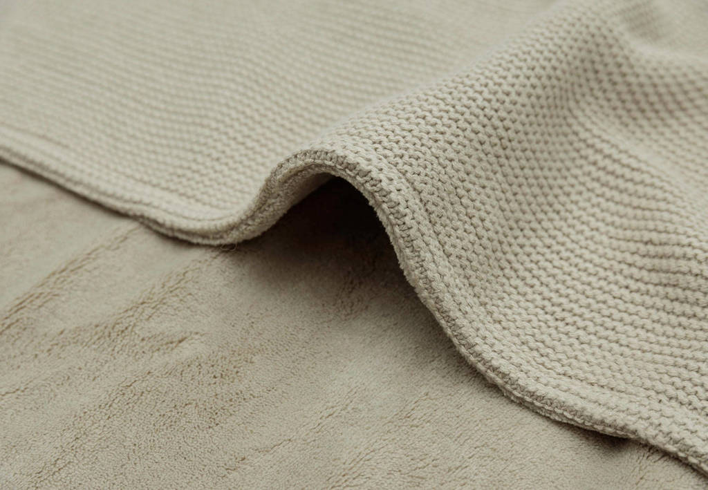 baby ledikantdeken 100x150cm Basic Knit - Olive Green/Fleece