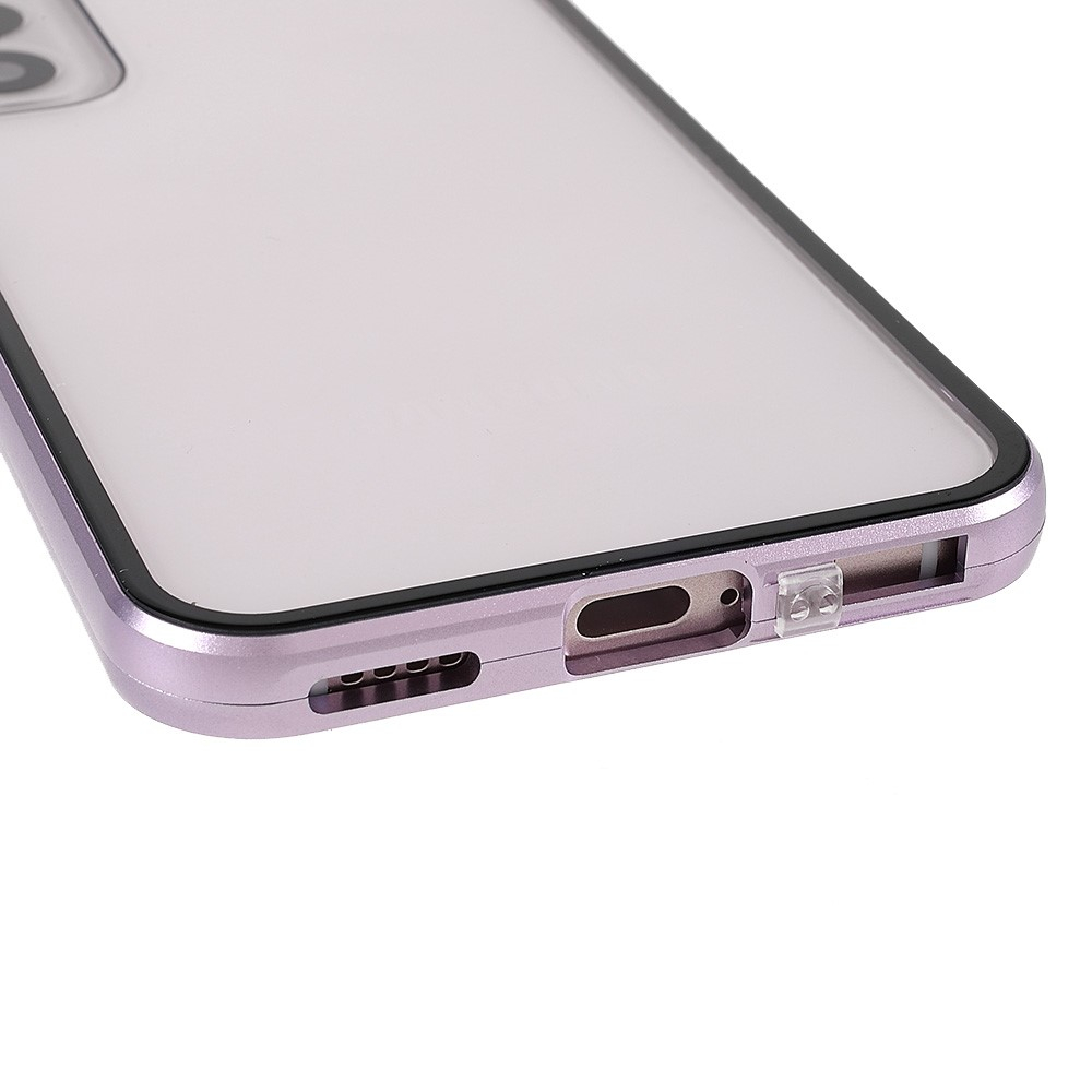 Samsung Galaxy S22 5G Magnetische Alu Schutzhülle mit Panzer Glas Backcover   Displayschutz (Magnet-Technologie) - Lila