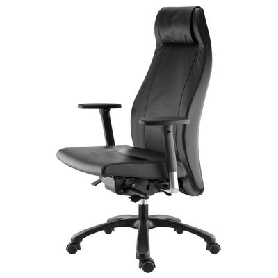 Fauteuil de bureau GOXOA - accoudoirs réglables - appui-tête intégré - cuir noir