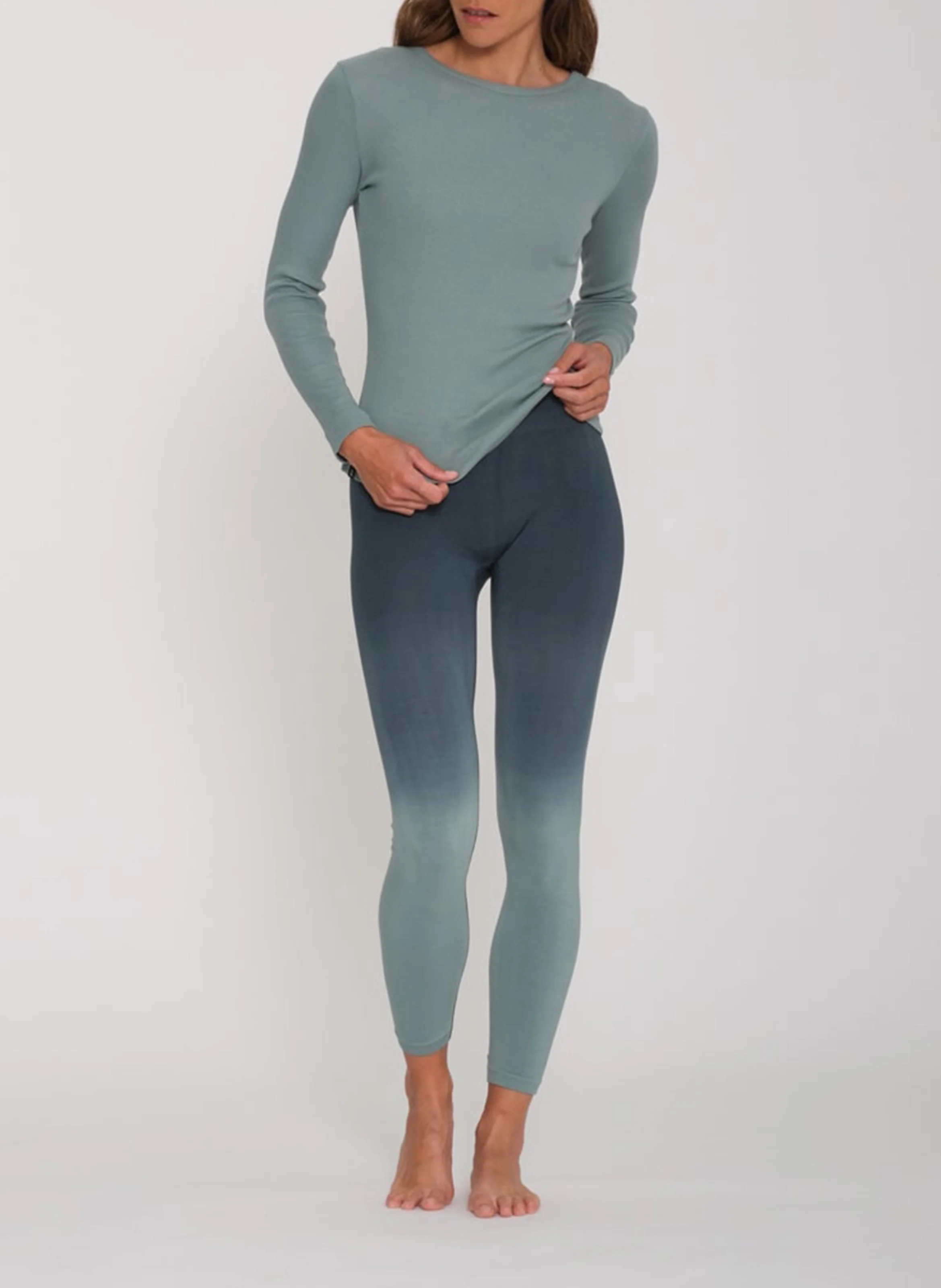 MAUNA - Tee-shirt droit col rond en coton mélangé | Bleu
