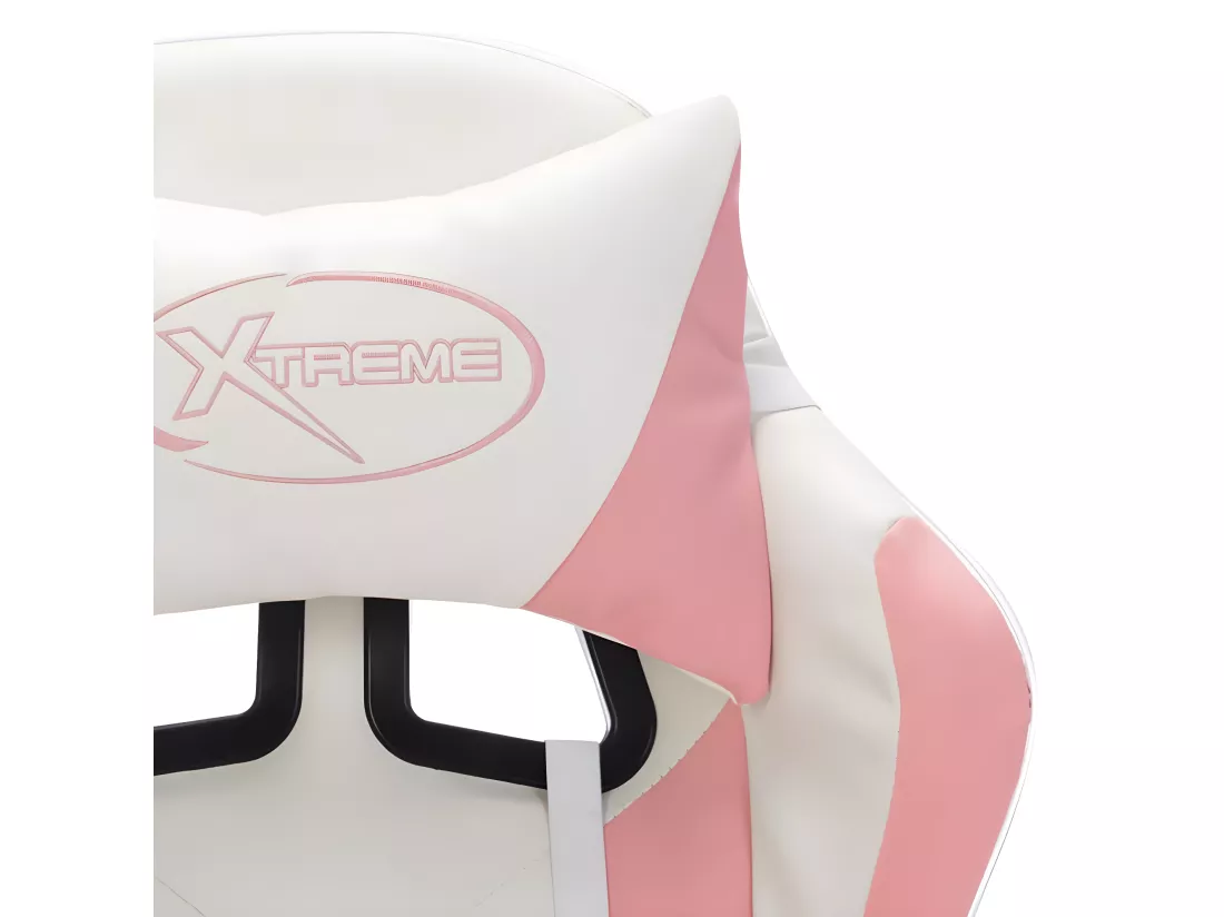 Fauteuil de jeux vidéo avec LED RVB Rose et blanc Similicuir