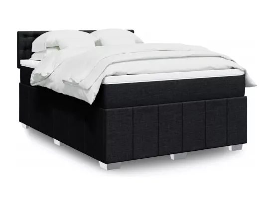 Sommier à lattes de lit avec matelas Noir 160x200 cm Tissu