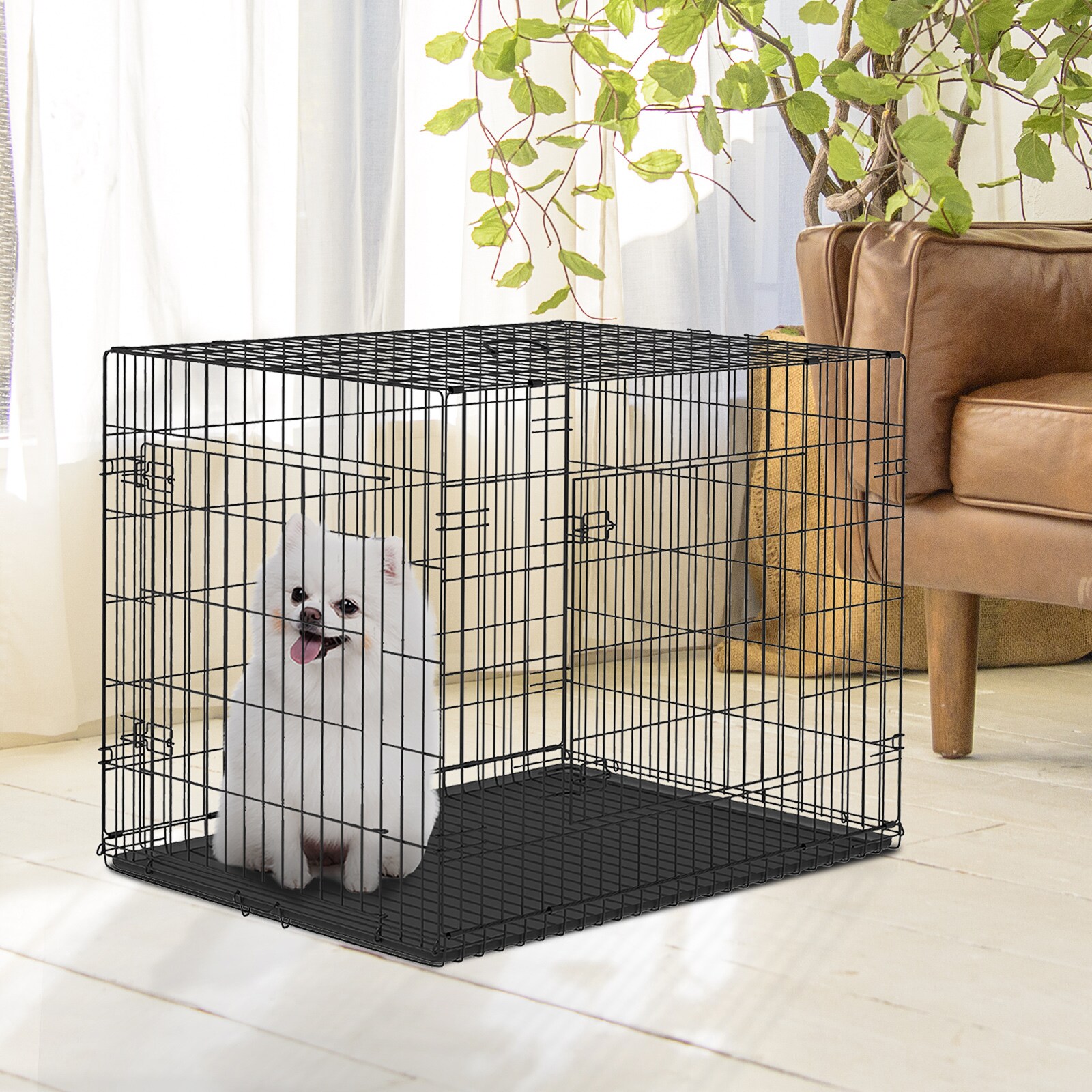 PawHut Transportkäfig für Kleintiere schwarz 76 x 53 x 57 cm (LxBxH)