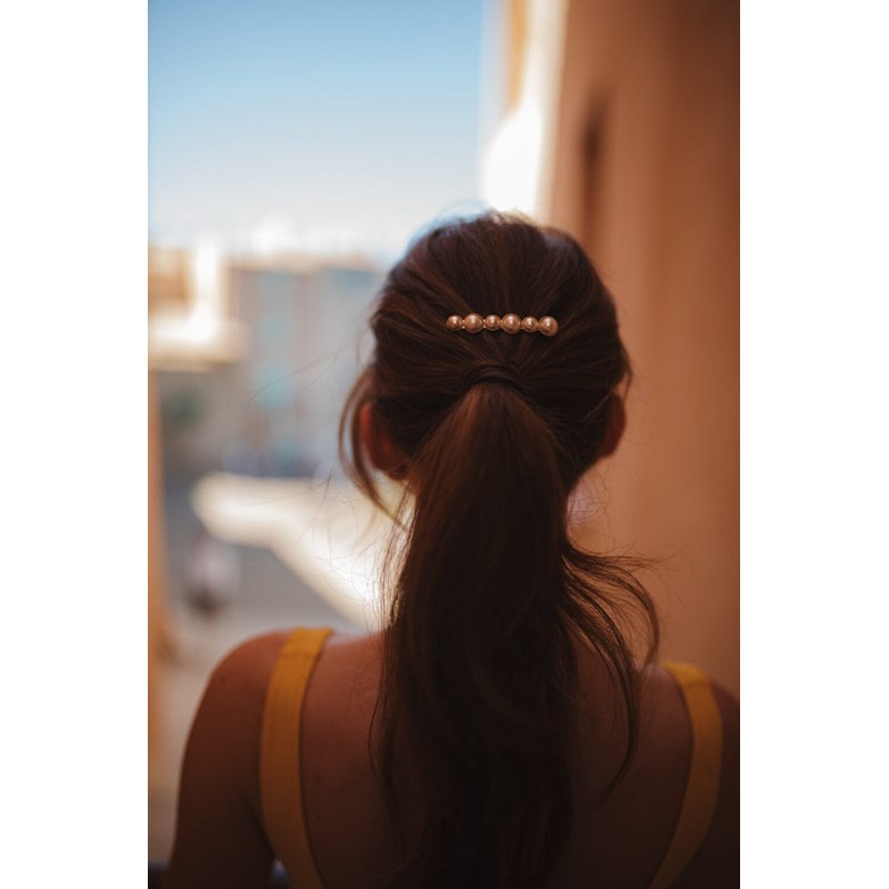 mini barrette perles plaqué argent - NÉLYA