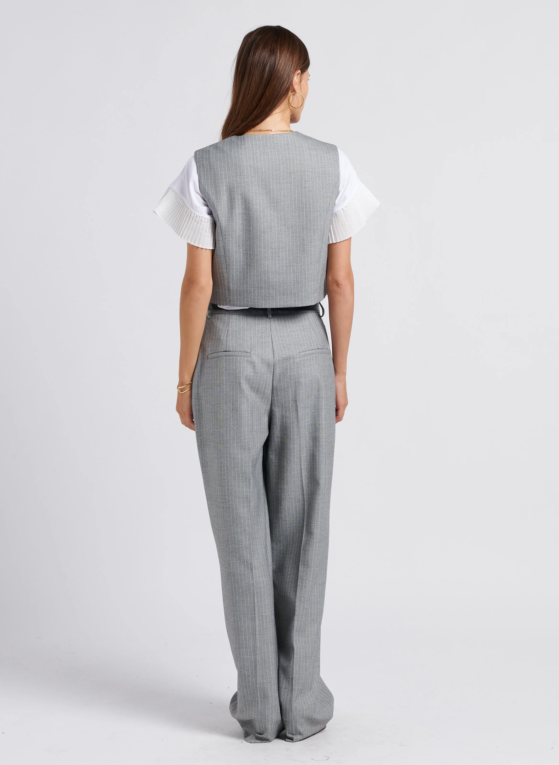 Pantalon palazzo taille haute large | Noir