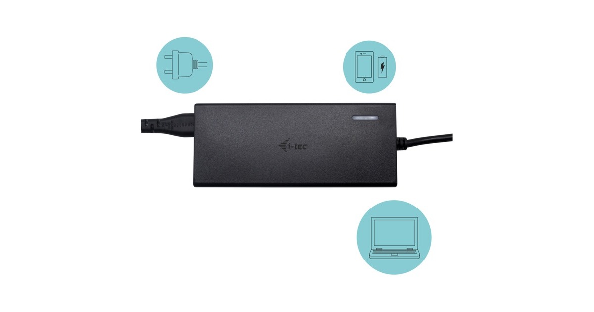 i-tecUSB-C HDMI DP Docking Station with Power Delivery 65W + i-tec Universal Charger 77 W  (Zwart)