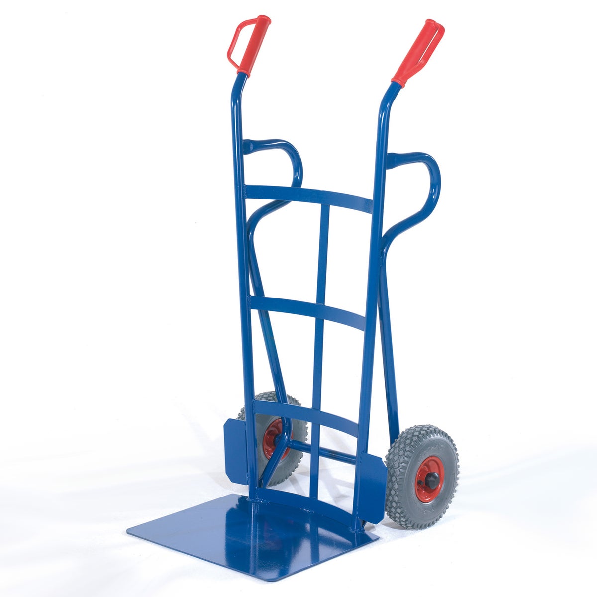 Rollcart bandenwagen met vlakke ijzeren achterwand, schepbreedte 500 mm, luchtbanden