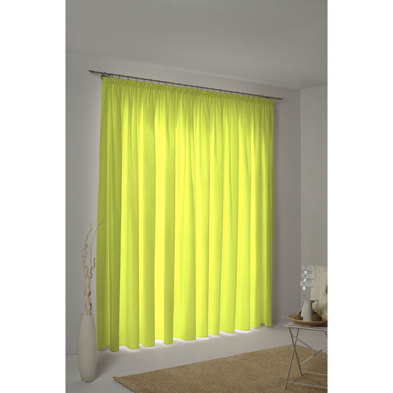 Einzelschal mit Kräuselband WIRTHNATUR - limone - 2-lagig - 130x145 cm