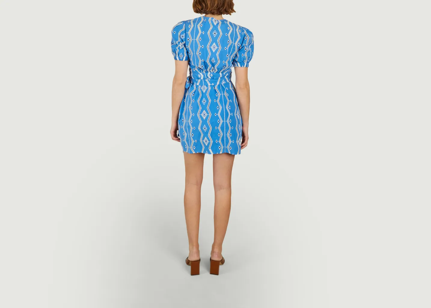 Robe courte portefeuille à motif fantaisie ajouré Clem Suncoo