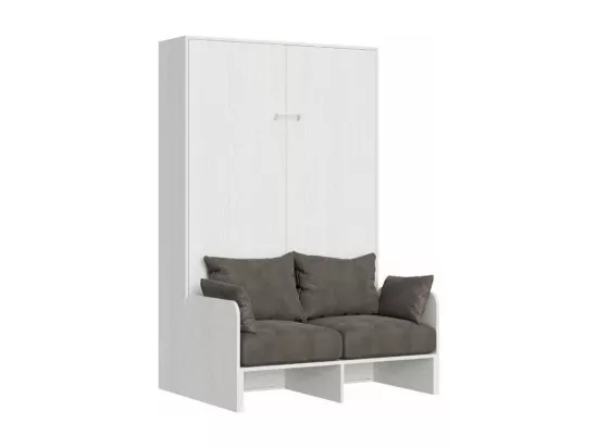Lit escamotable vertical blanc avec canapé tissu Bounto 120x190 de tissu-Couleur Microfibre 02