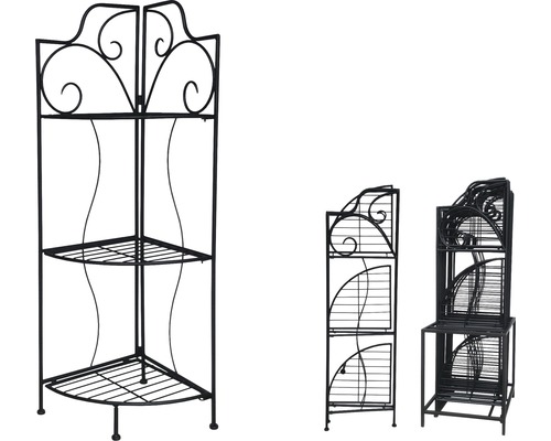 Lafiora metalen hoekplank, 32 x 32 x 100 cm, zwart