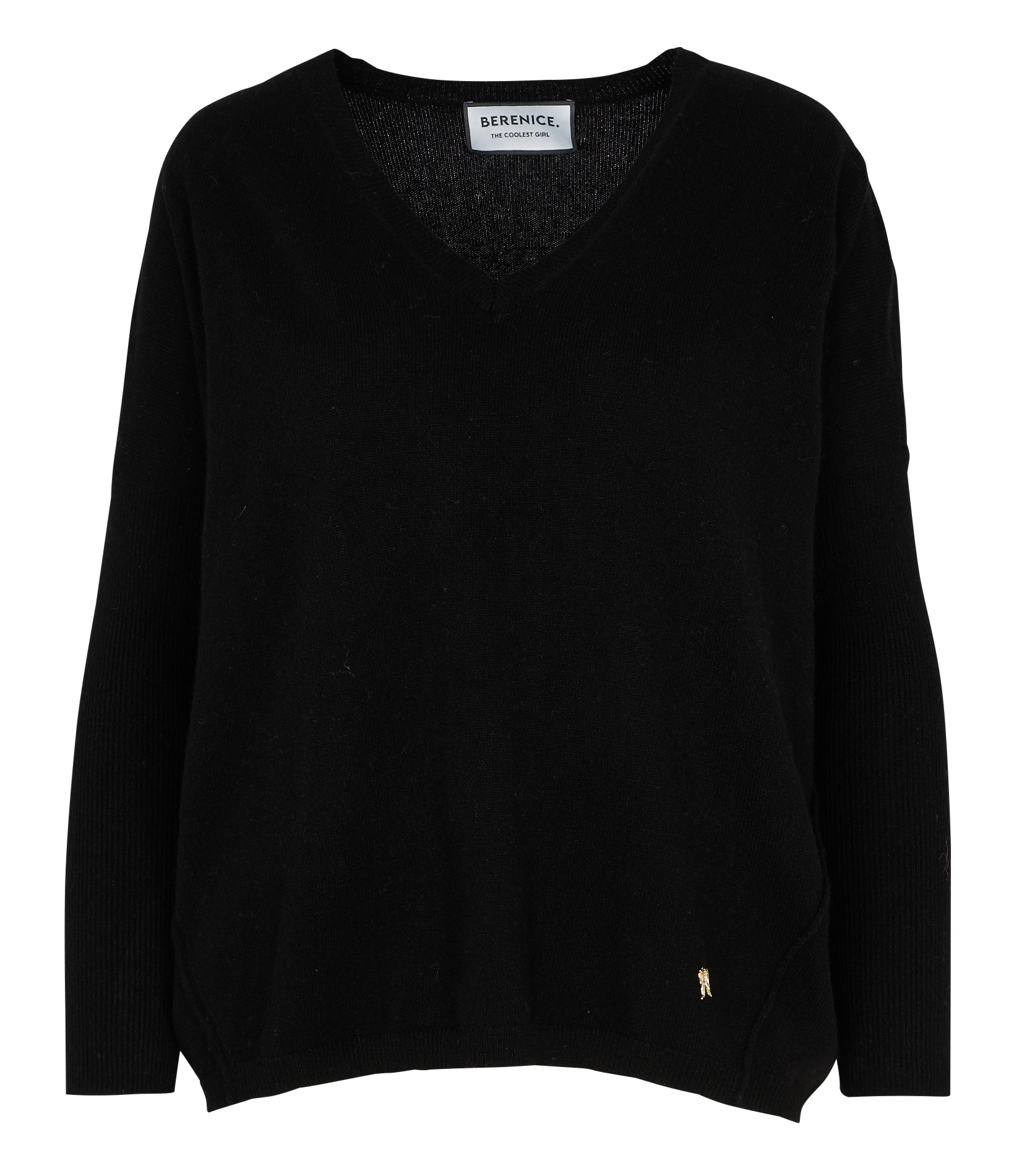 AMYEVERYDAY - Pull col V en cachemire | Noir