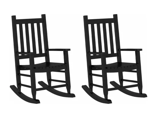 Chaises à bascule enfants lot de 2 noir bois de peuplier massif