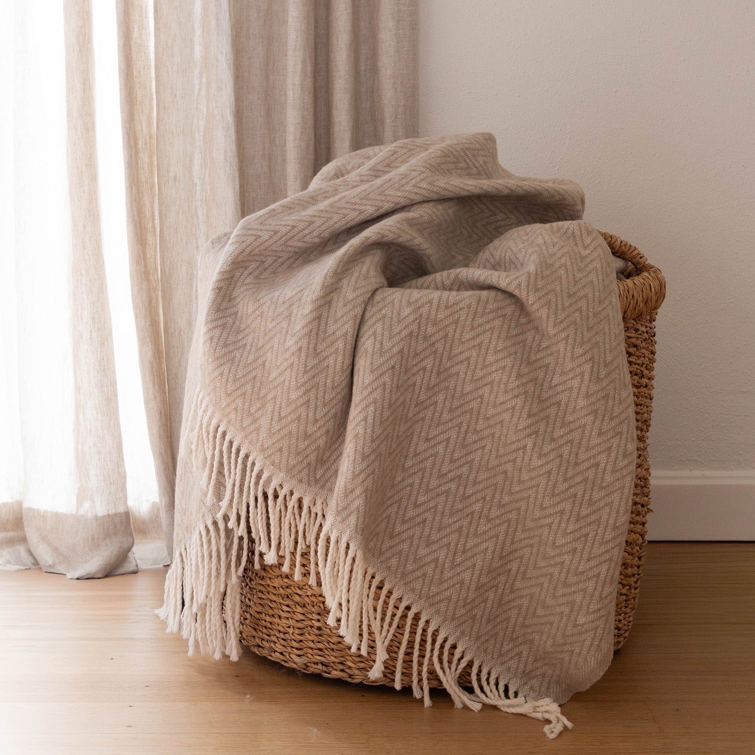 Atmooz Plaid Solance â 150x200cm â Sand â Katoenmix â Met Franjes