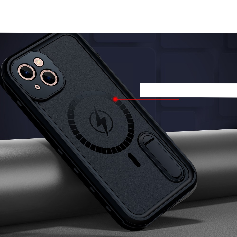 iPhone 13 Wasserfeste MagSafe Outdoor Schutz Hülle mit Aufsteller (IP68) - Schwarz