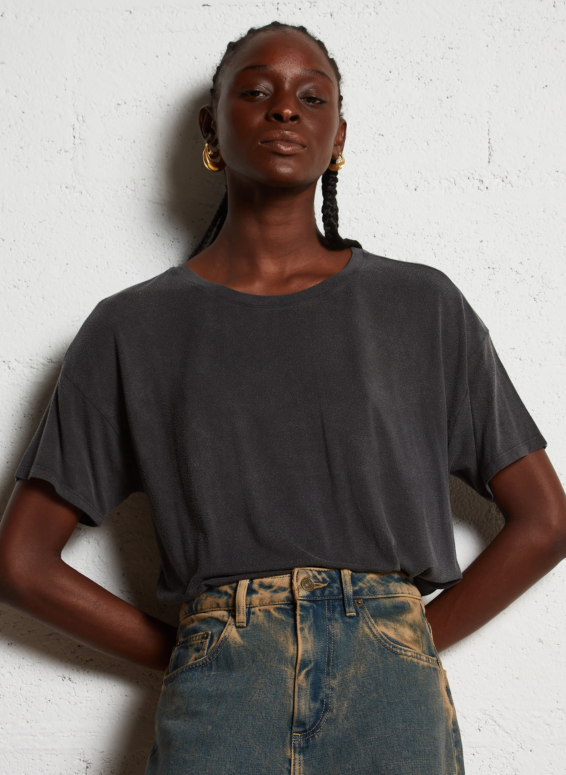 ECLAIRELLE - Tee-shirt oversize col rond | Gris