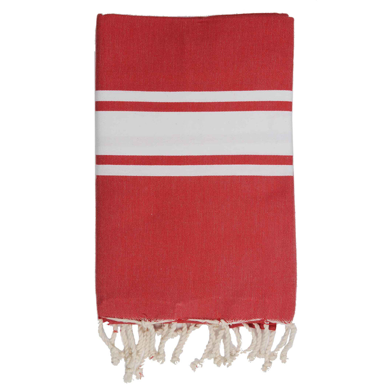 Febronie Fouta Traditionelle St Tropez rouge/blanc - 100x200 cm