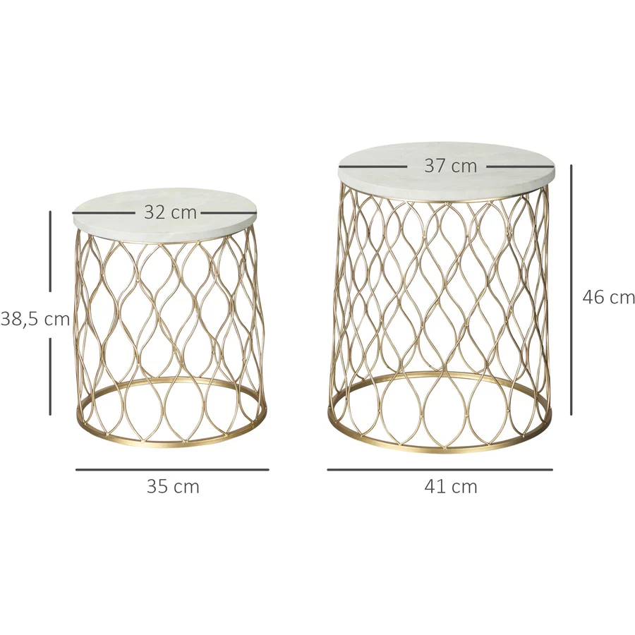 Outsunny Gartentisch mit Stahlrahmen gold