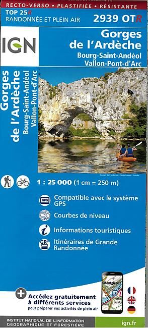 IGN - TOP25R 2939OTR GORGES DE L ARDECHE 1 25 000