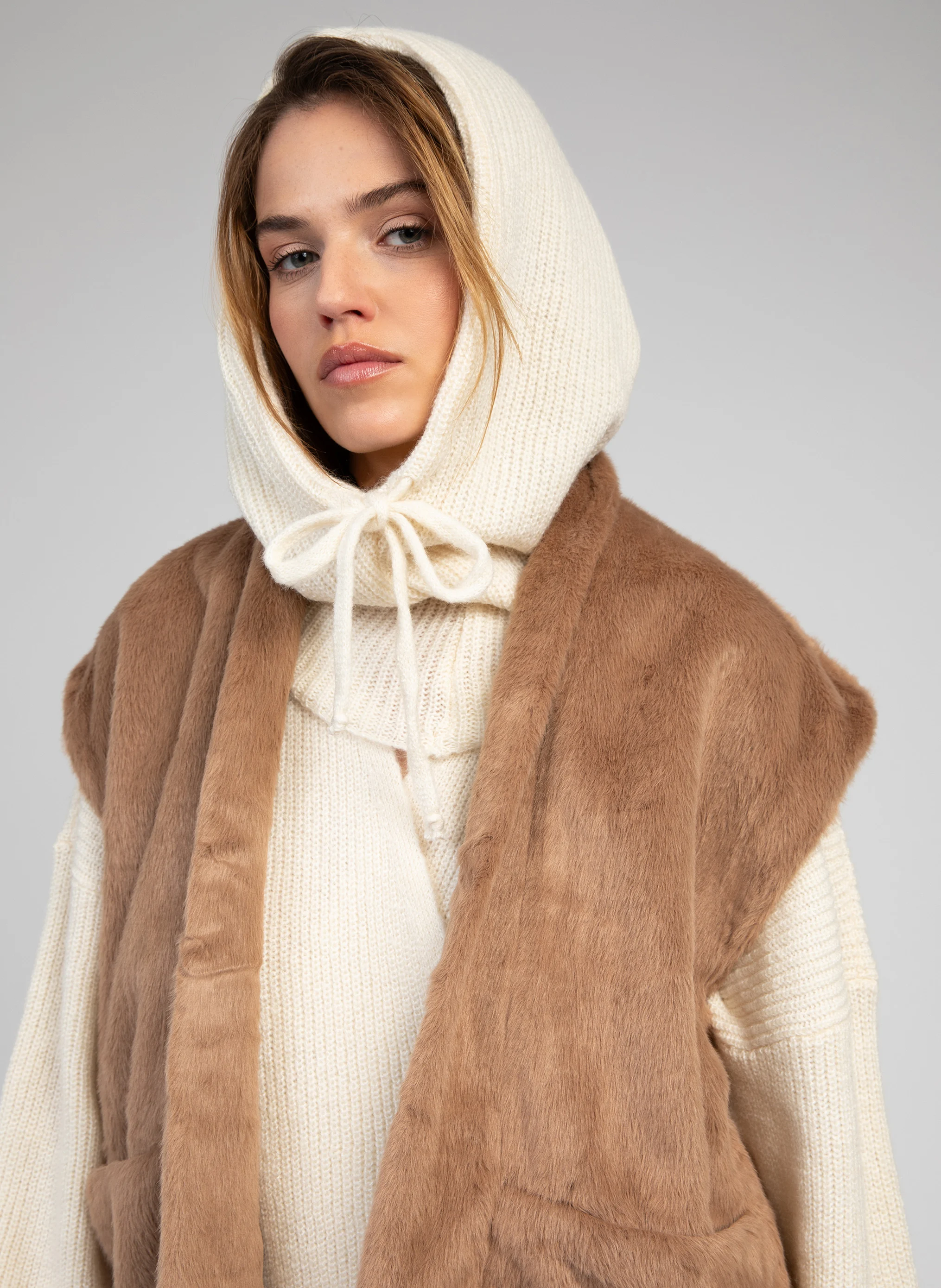FOLIA - Cagoule en maille| Blanc