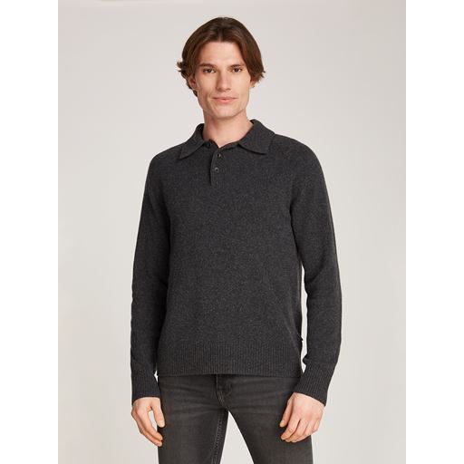 Calvin Klein Luxury Wool Polo, Ck Black Heather, L