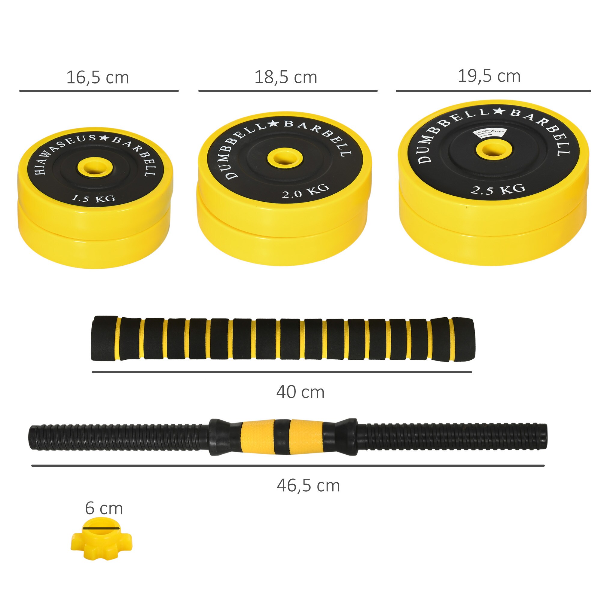 HOMCOM 2-in-1 Hantelset gelb, schwarz