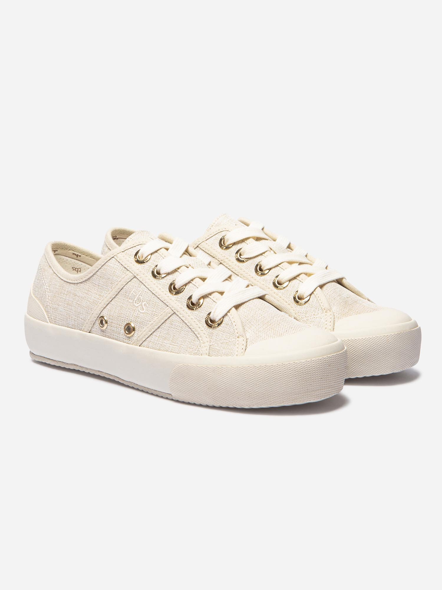 Tennis Femme En Toile Semelle Compensée Beige