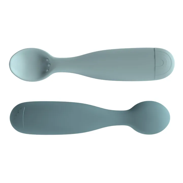 Cam Cam Cuillère Rainbow en silicone - Set de 2 | Bleu gris
