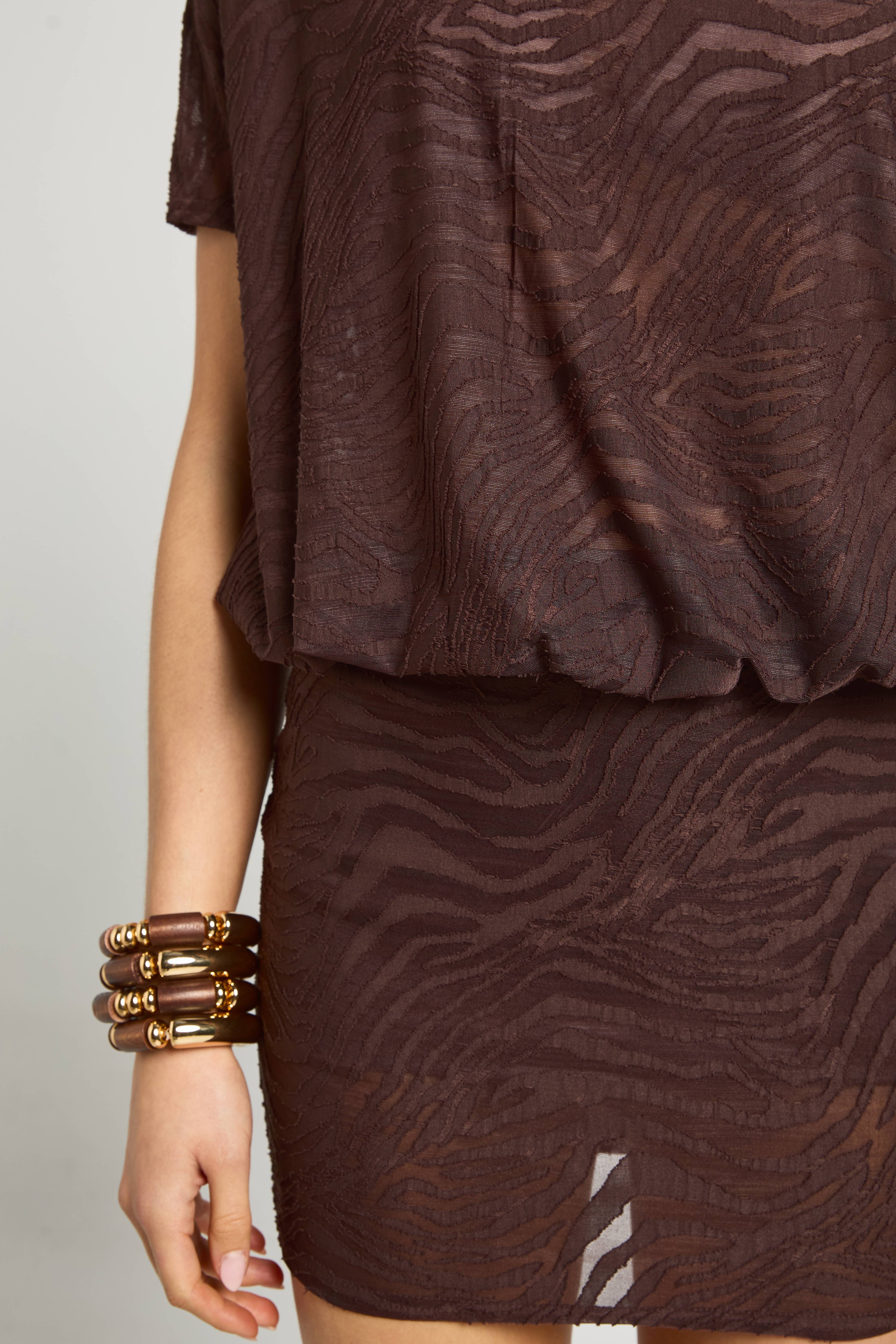 boohoo Robe Courte À Haut Blouson Encolure Asymétrique Motif Zèbre Dévoré