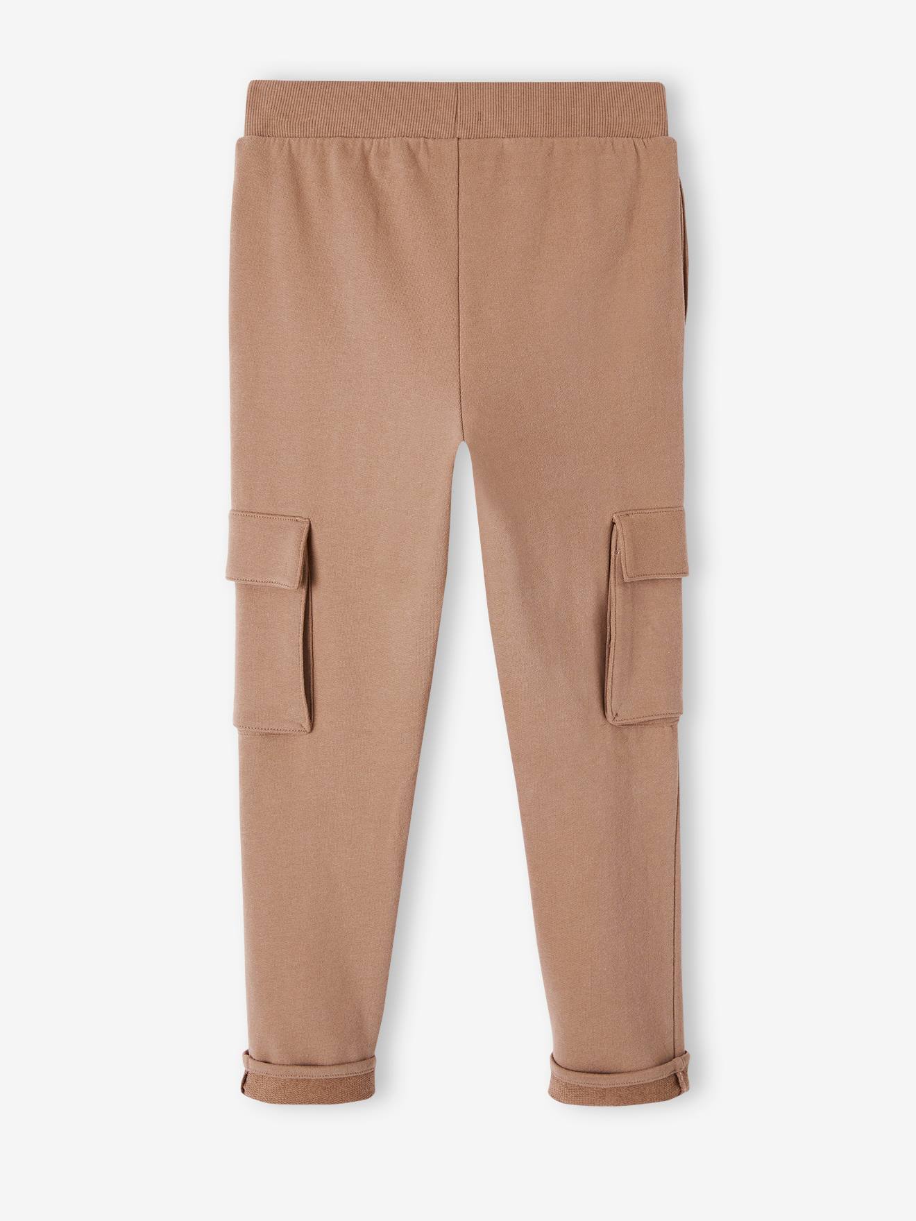 Calça de moletom cinza mesclado para meninos com bolso cargo