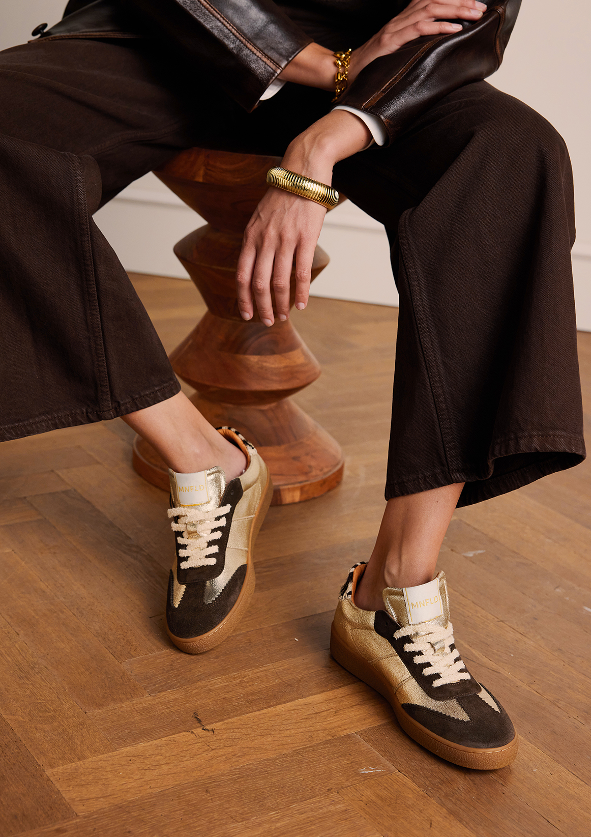 Gouden leren sneakers