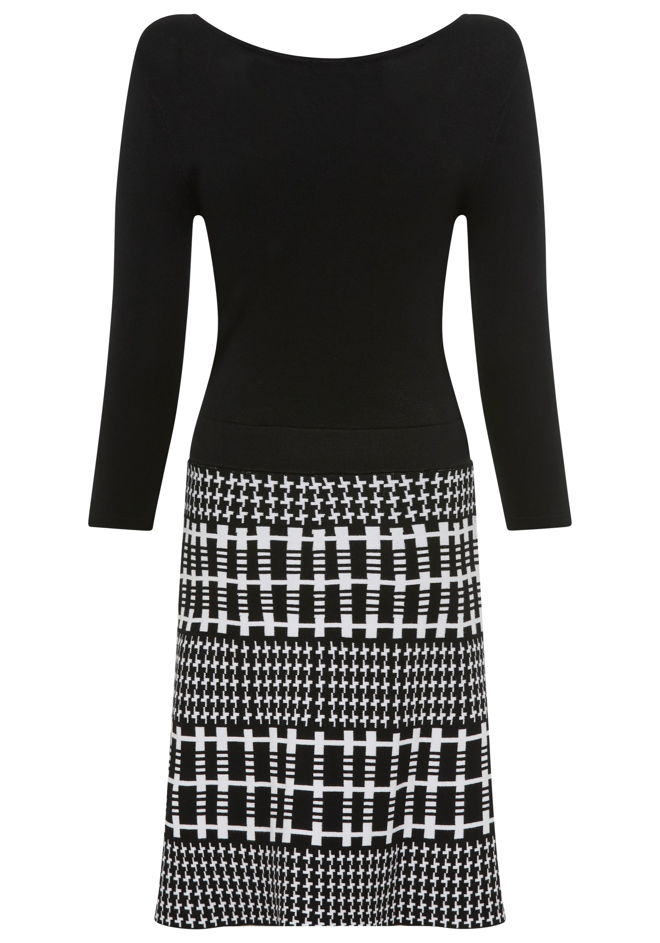Bruno Banani Strickkleid Ohne Taschen mit tollem Jacquard-Rock