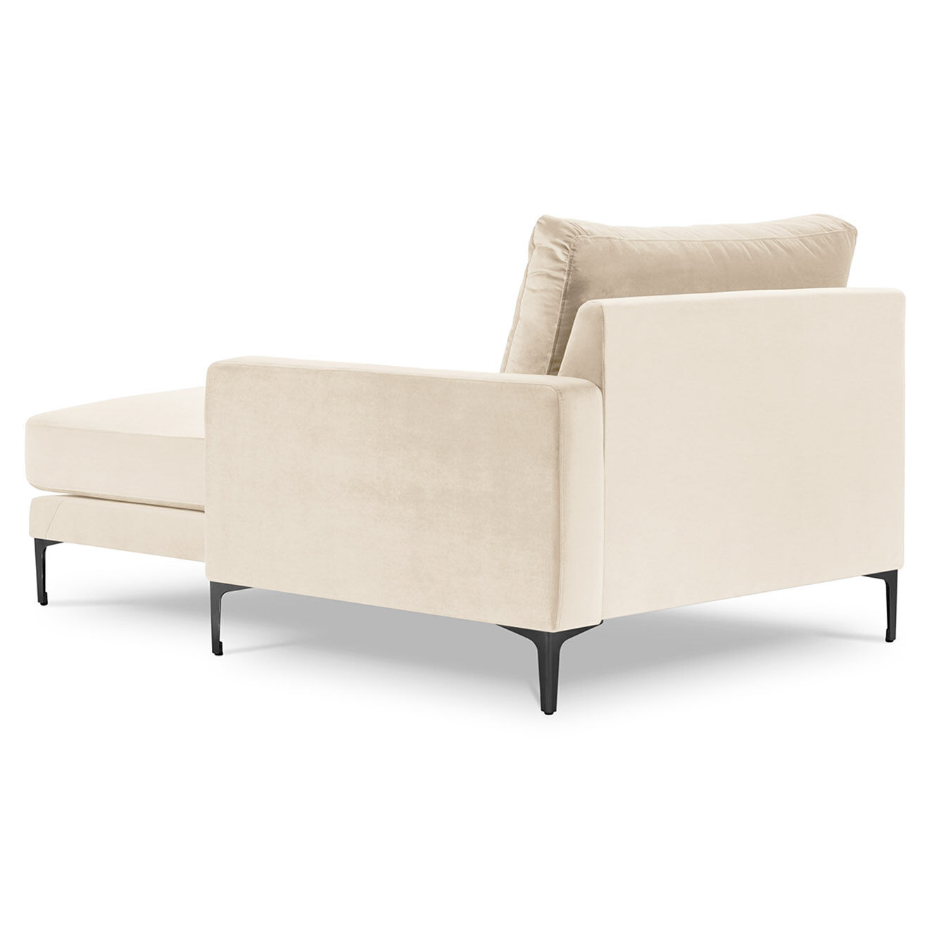 Mazzini Sofas Méridienne Velours Droite Venus beige clair - 160x104x90 cm