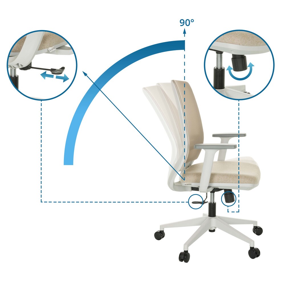 Home Office Bürostuhl PROFONDO ECO W Stoff/Netzstoff mit Armlehnen hjh OFFICE