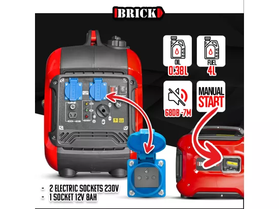 Groupe électrogène inverter silencieux max 1880W - 2 prises - Brick