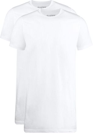 Slater 2-pack T-shirt Extra Lang R-Neck Wit 7700 kopen