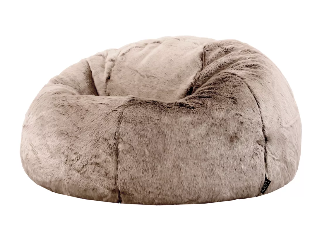 Pouf classique imitation fourrure beige vison