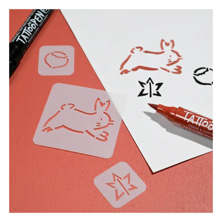 Nailmatic Kids Coffret duo Tattoopen & Pochoir Réutilisable Bunny x AMI IMAGINAIRE