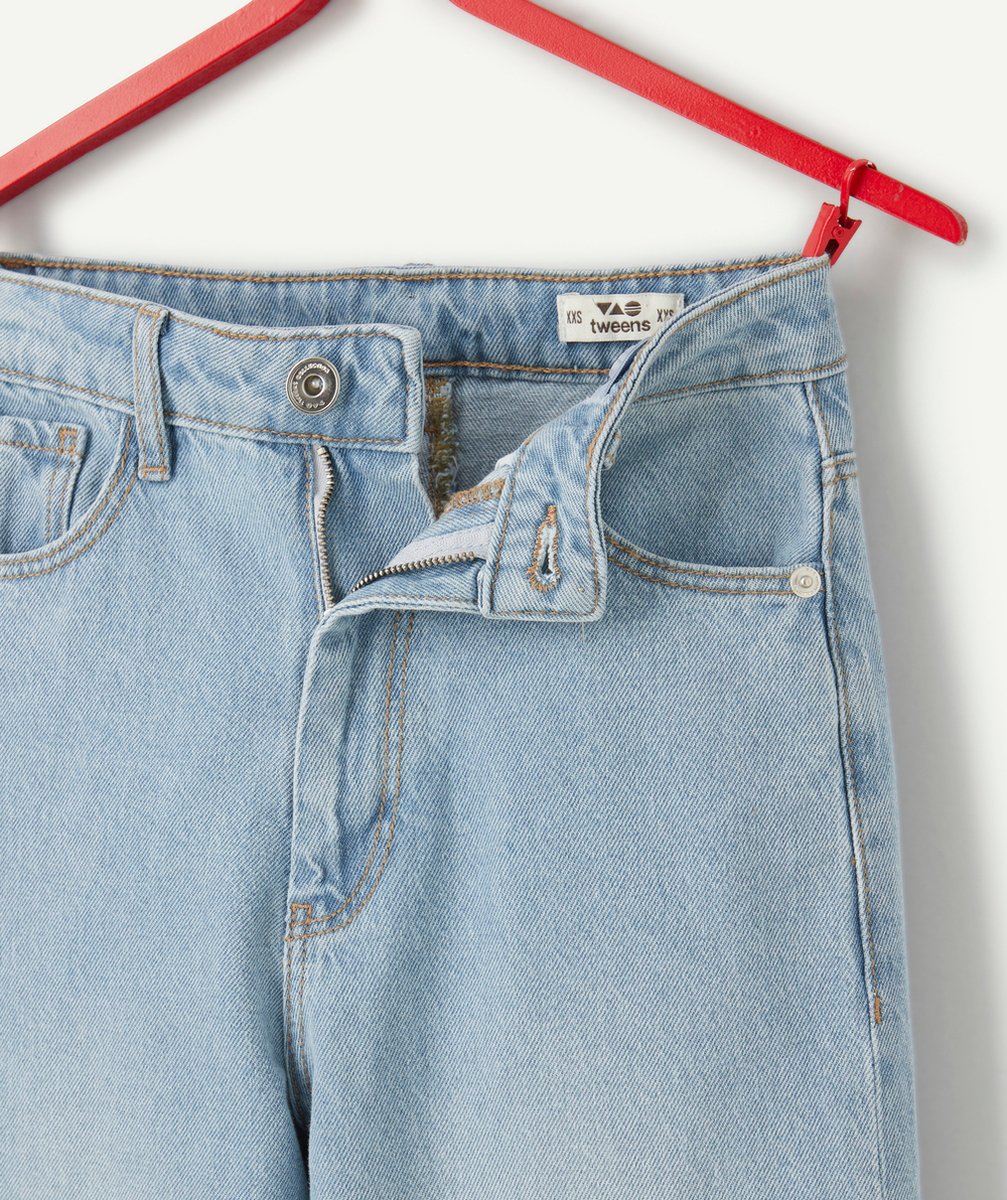 PANTALON WIDE LEG FILLE EN DENIM BLEU LOW IMPACT AVEC TAILLE HAUTE