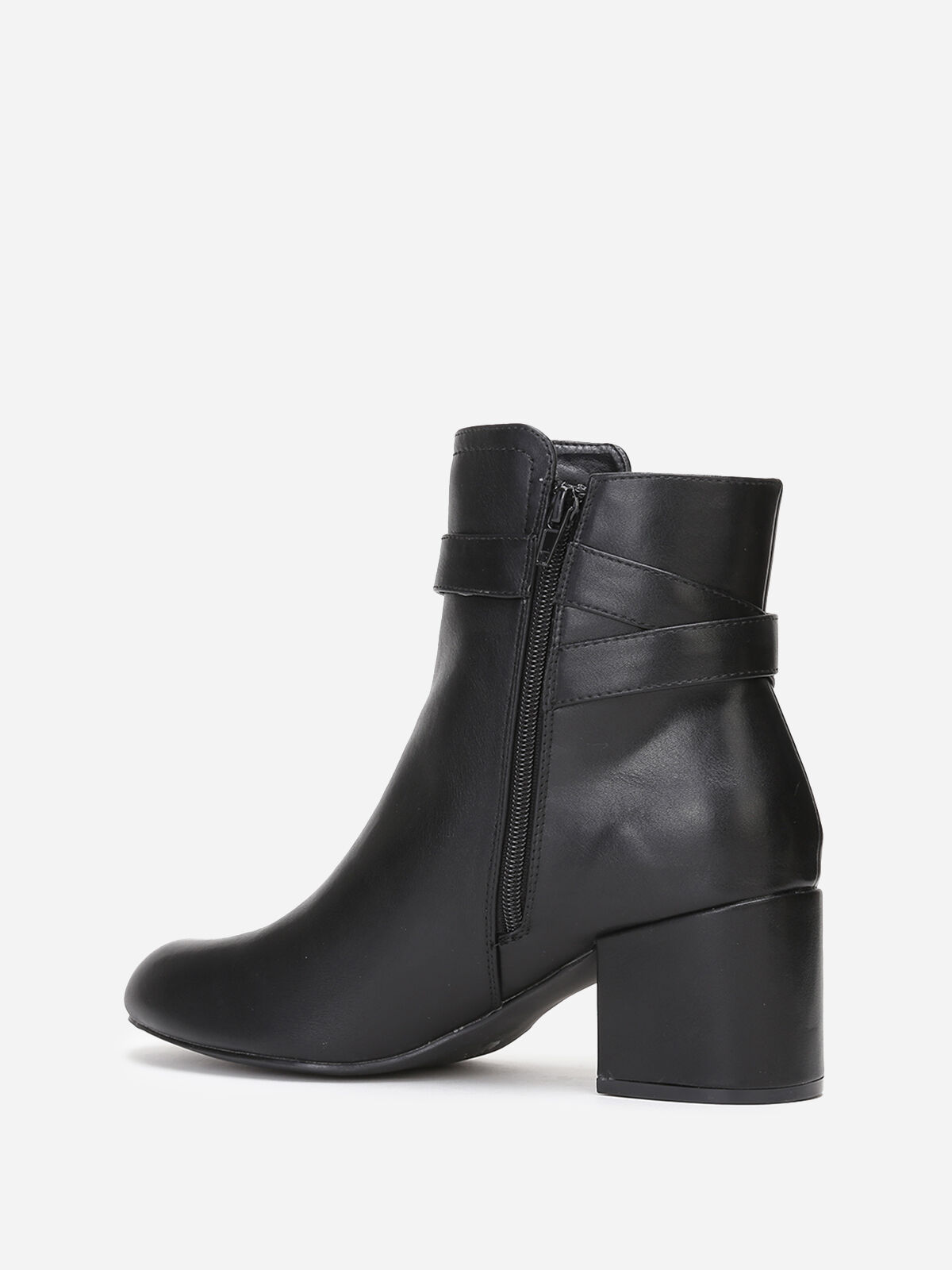 Bottines en simili à talon grandes tailles- Noir
