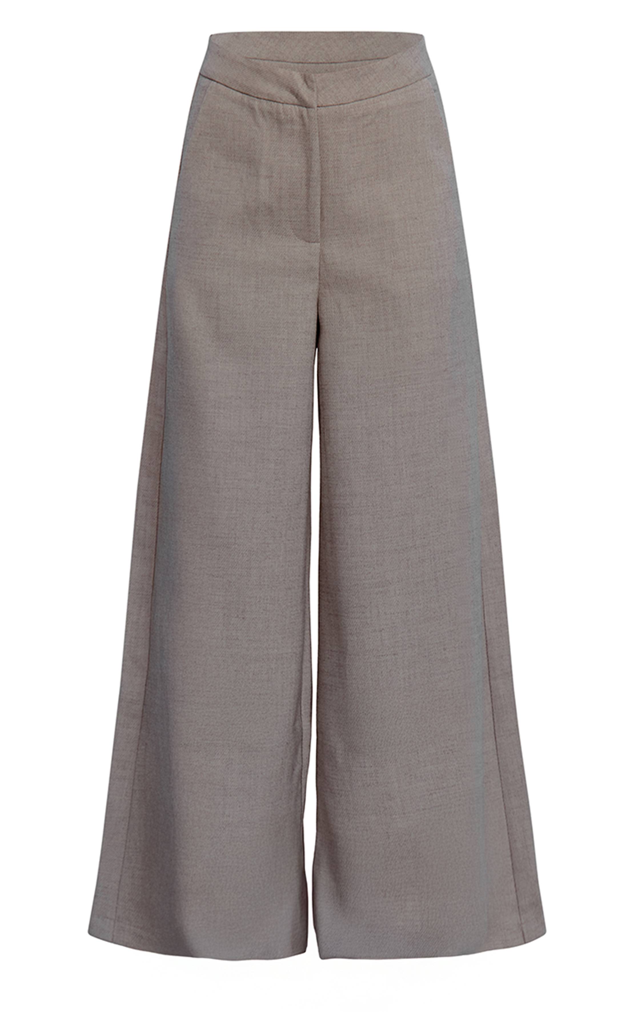 Gris Pierre Pantalon Large Tissé À Plis Extrêmes Coordonné