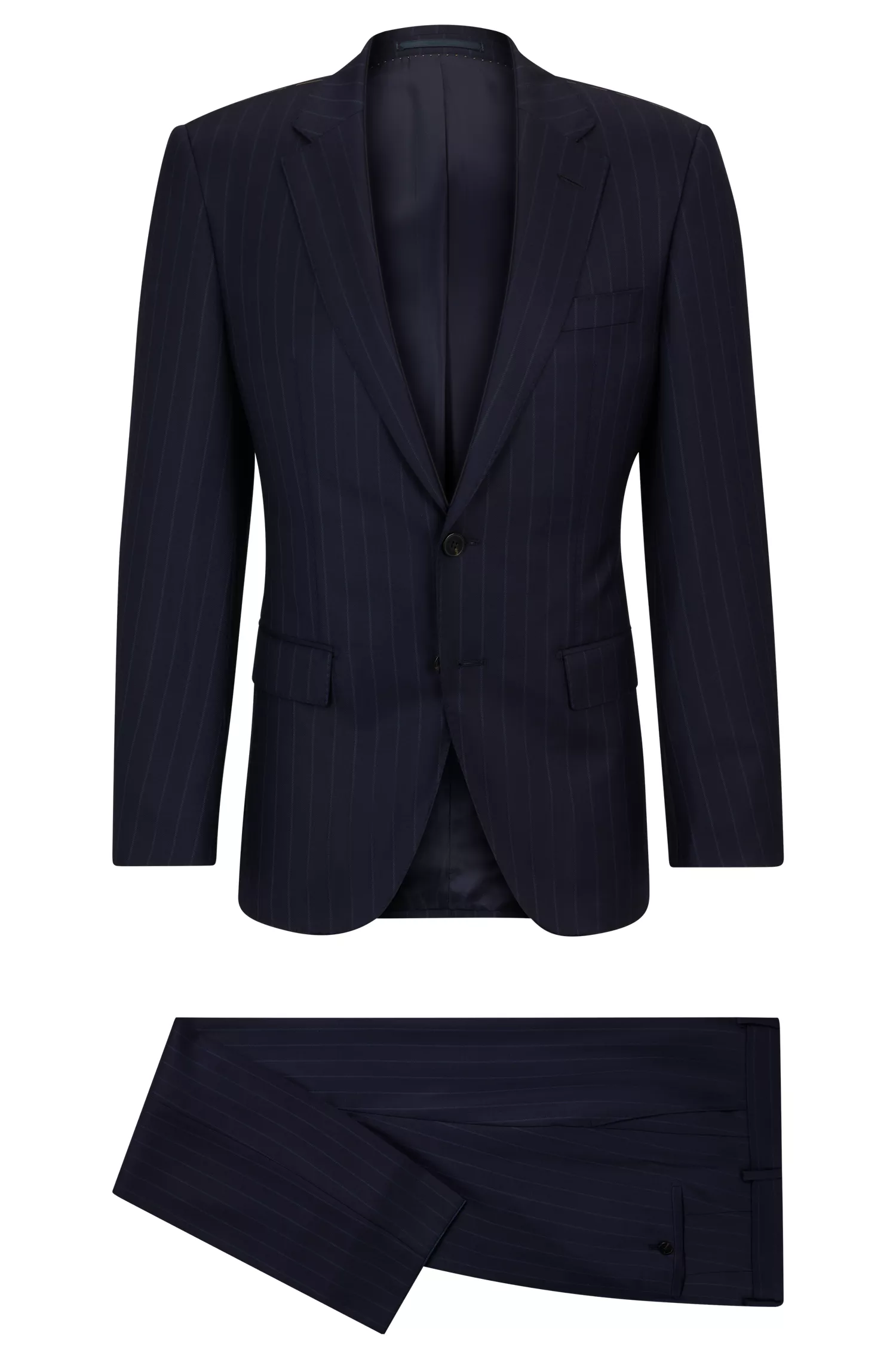 Terno BOSS Camel Slim-fit em lã virgem listrada