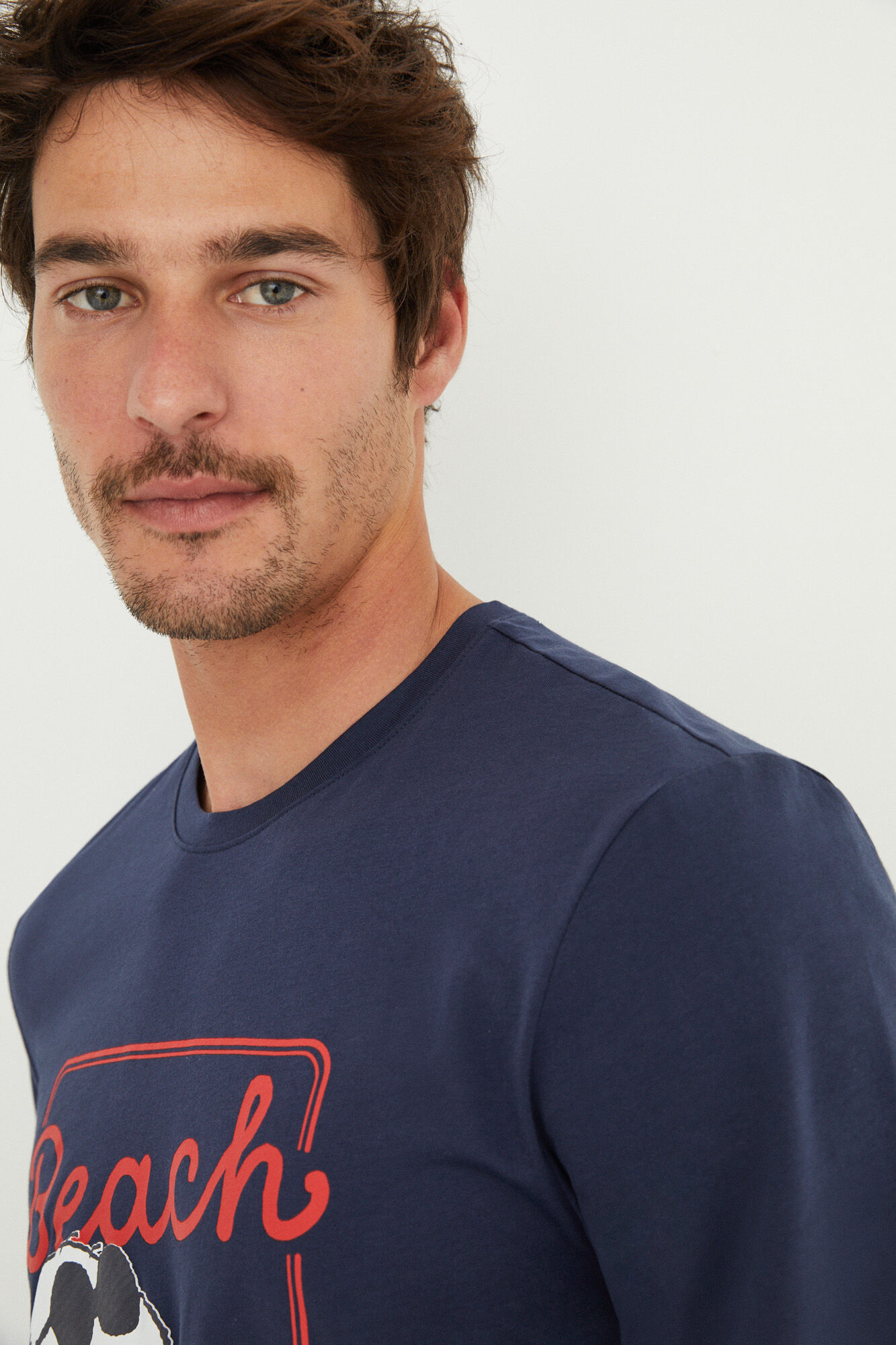 Pijama curto masculino Snoopy azul, 100% algodão - azul
