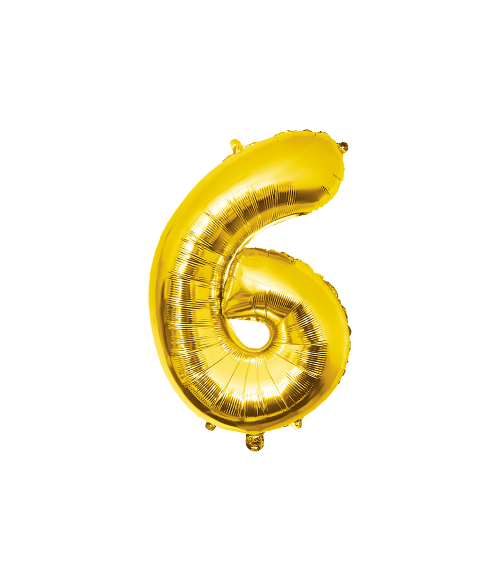 6 Jaar Cijfer Ballon Goud Leeg 86cm