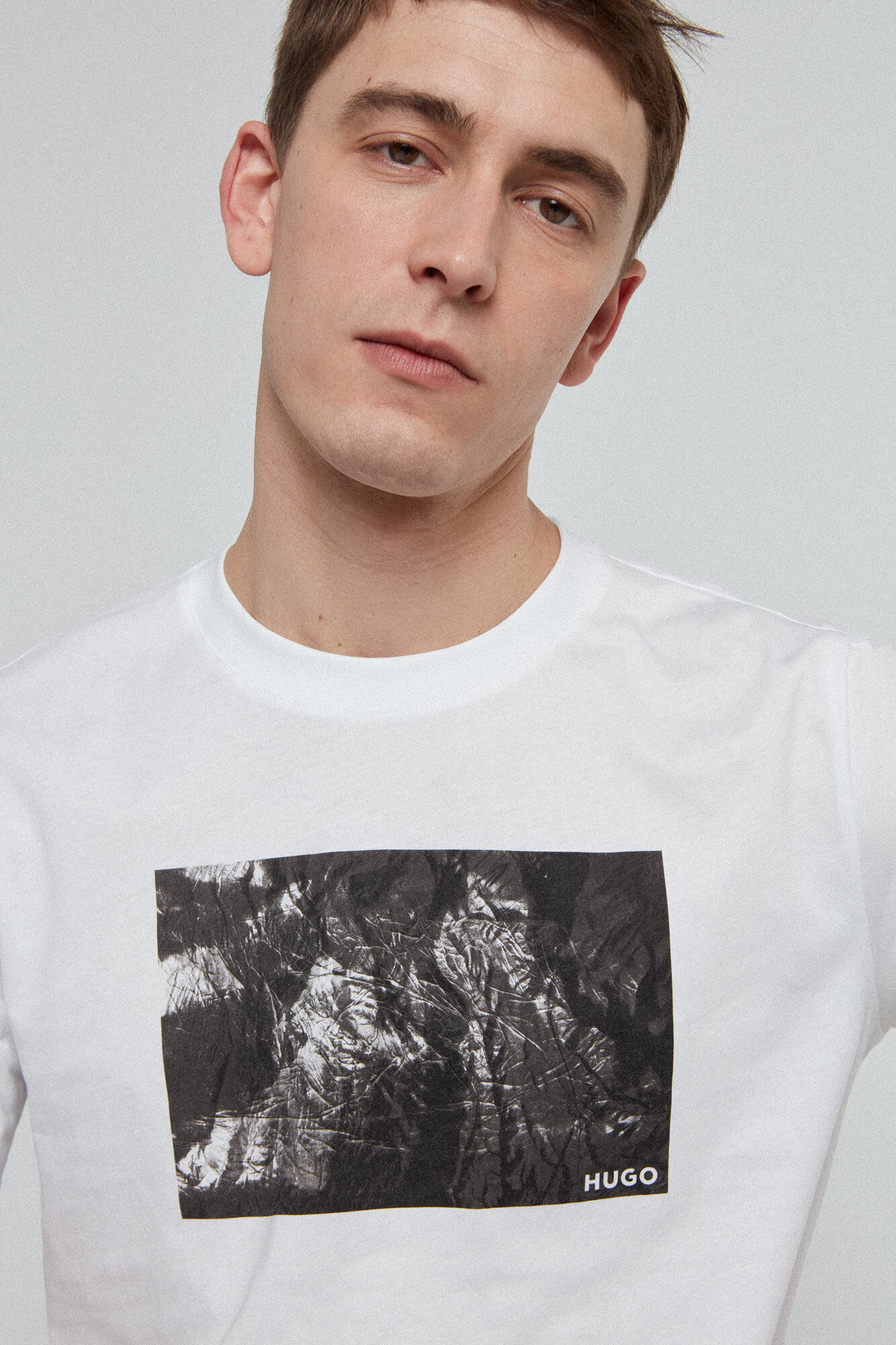 camiseta de gola redonda - branca