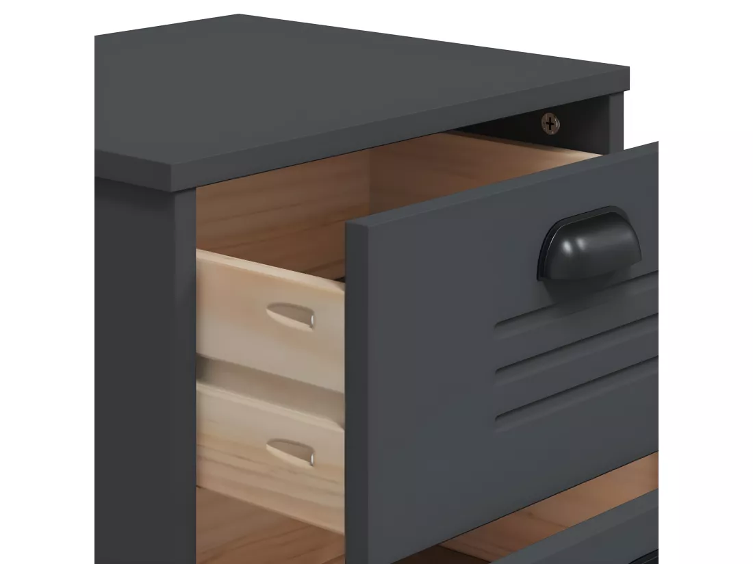 Table de chevet VIKEN gris anthracite bois de pin solide