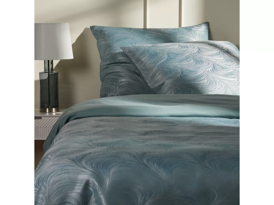 Drap En Jacquard Floah bleu moyen 160 x 200