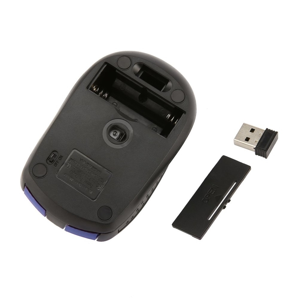 Ergonomische 2.4 GHz Optische Wireless Funk Maus 1600 DPI Schnurlos   USB Dongle - Blau