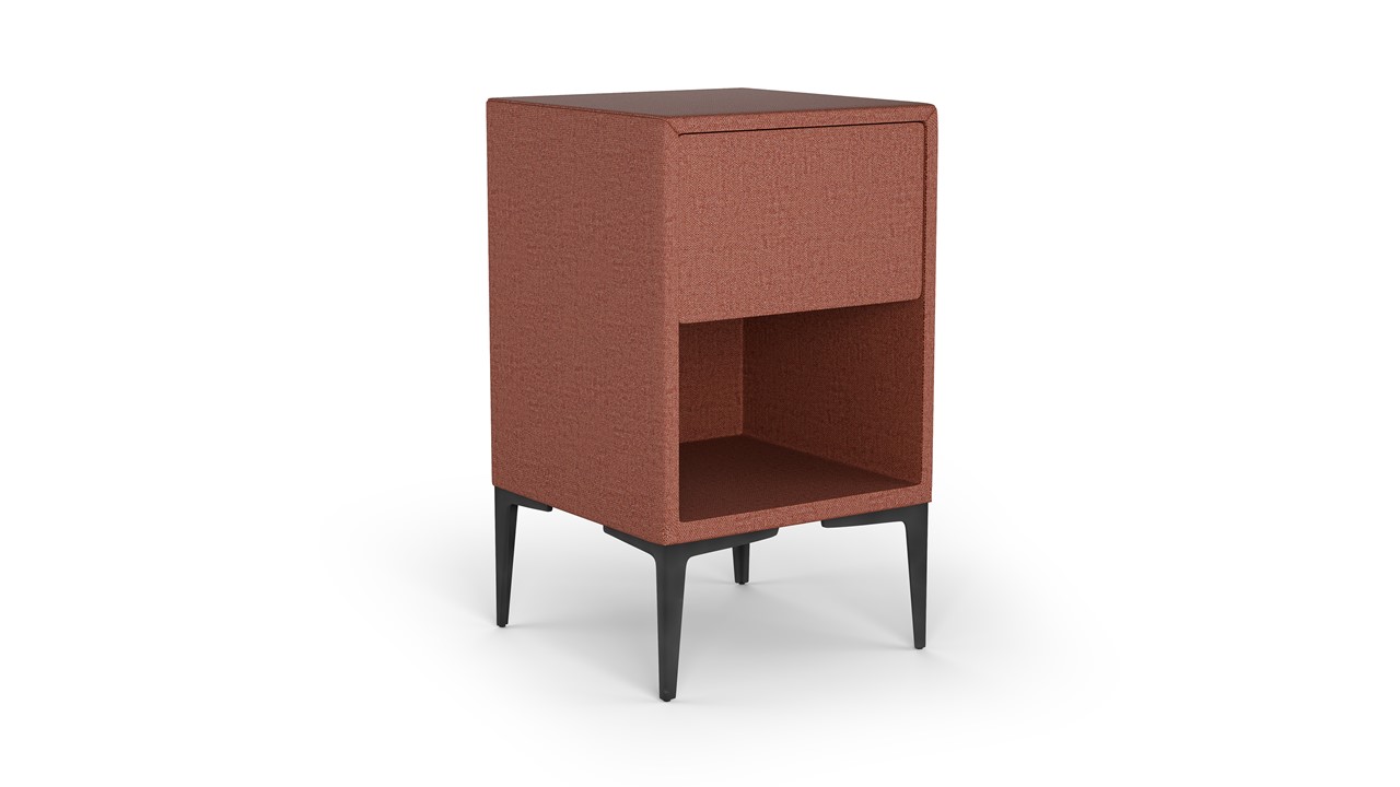 Nachtkast vierkant B Bright met 1 lade en poten terracotta